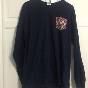 Navy Blue Print Long Sleeve Shirt